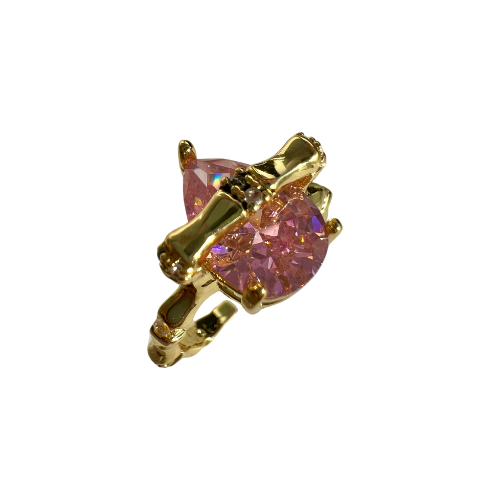 Large Gem Bamboo Style Ring