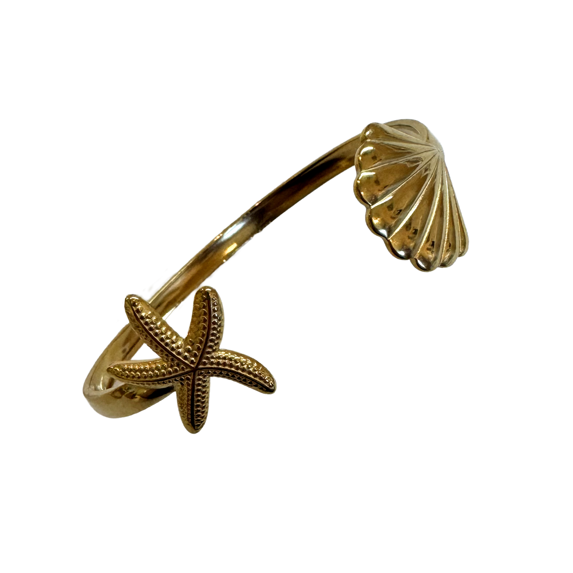 Shell and Starfish Thin Stainless Steel Bangle