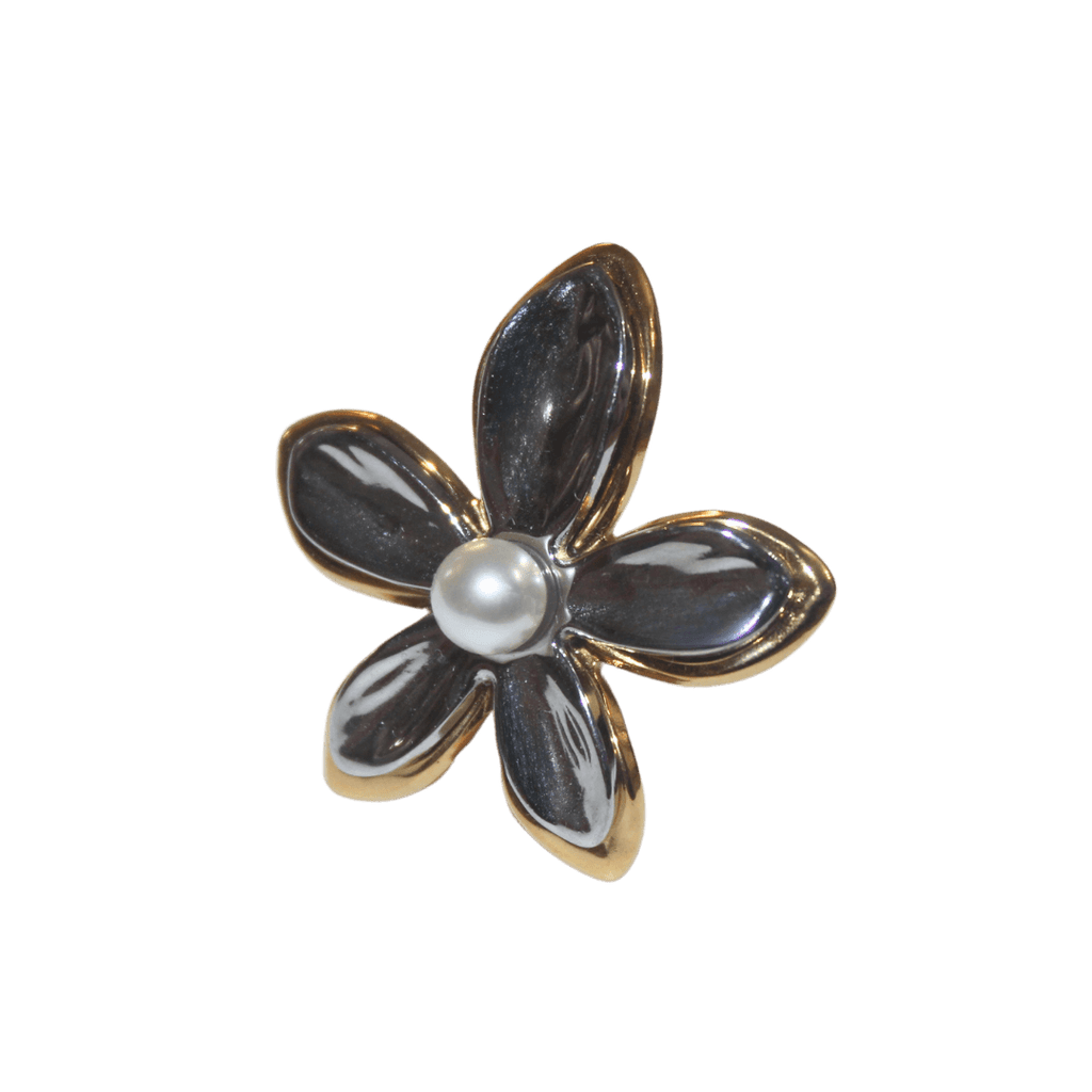 Mixed Metal Layered Flower Ring