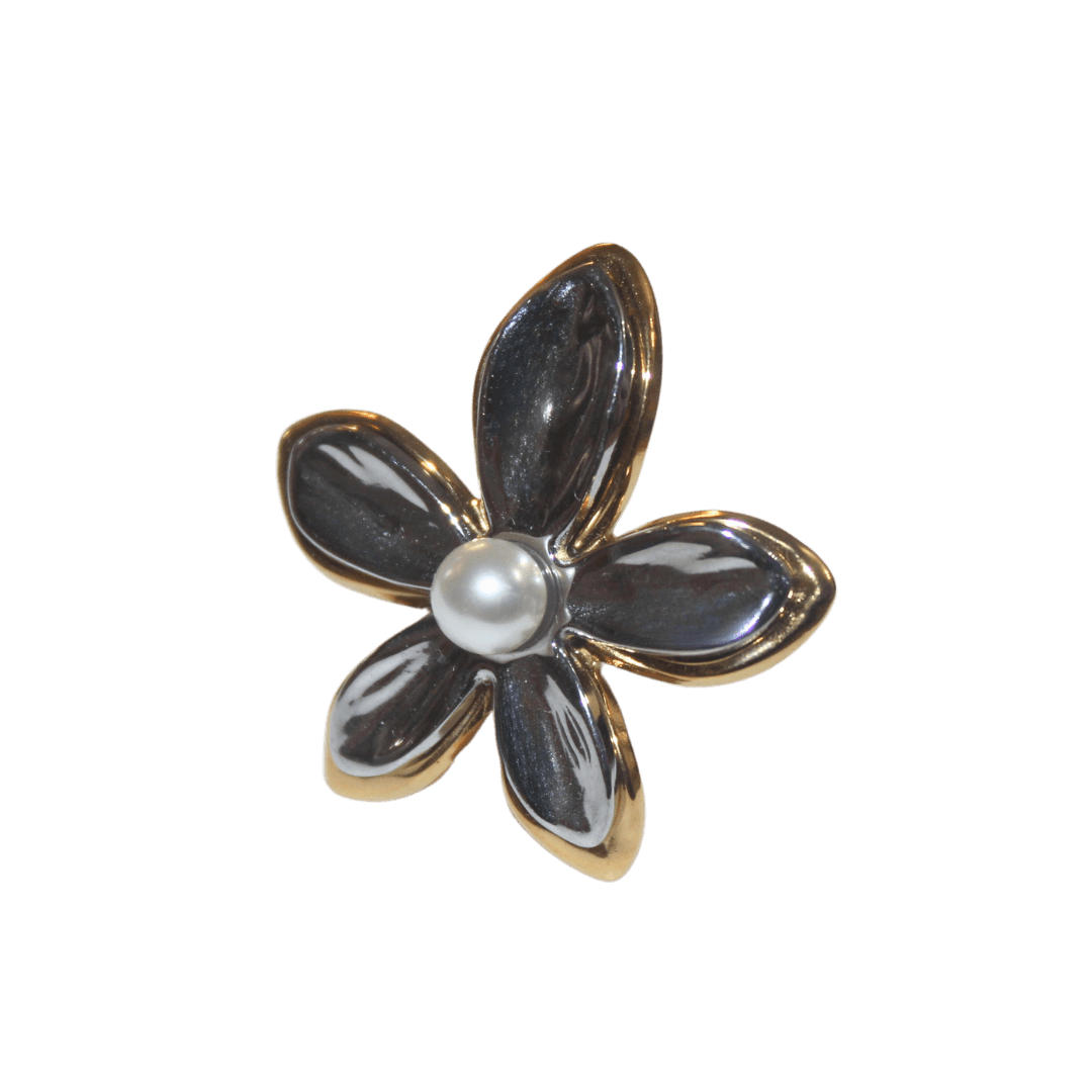 Mixed Metal Layered Flower Ring