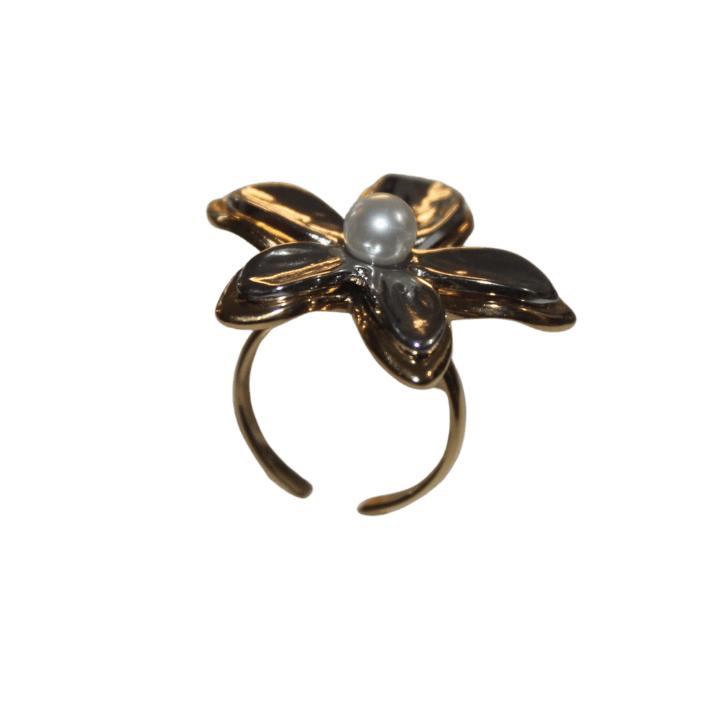 Mixed Metal Layered Flower Ring