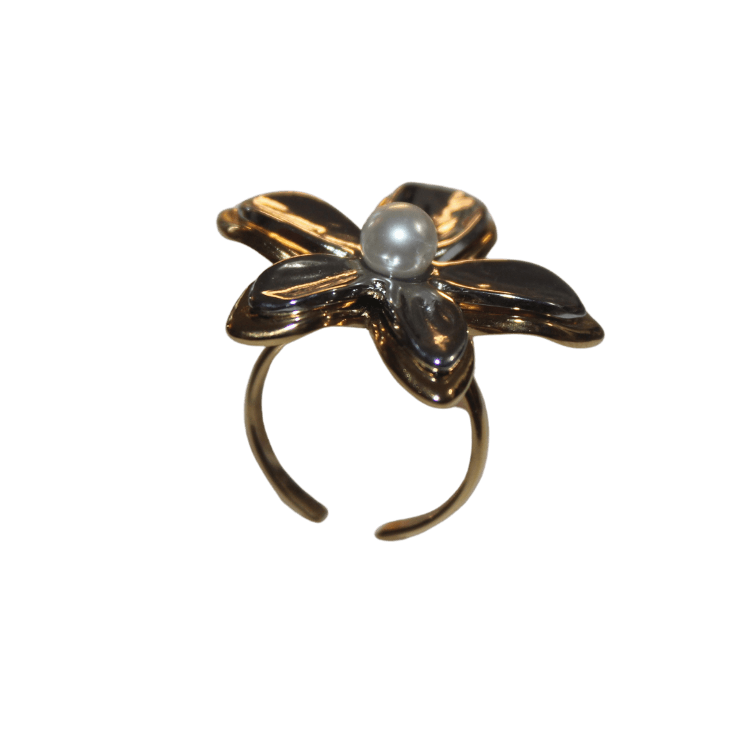 Mixed Metal Layered Flower Ring