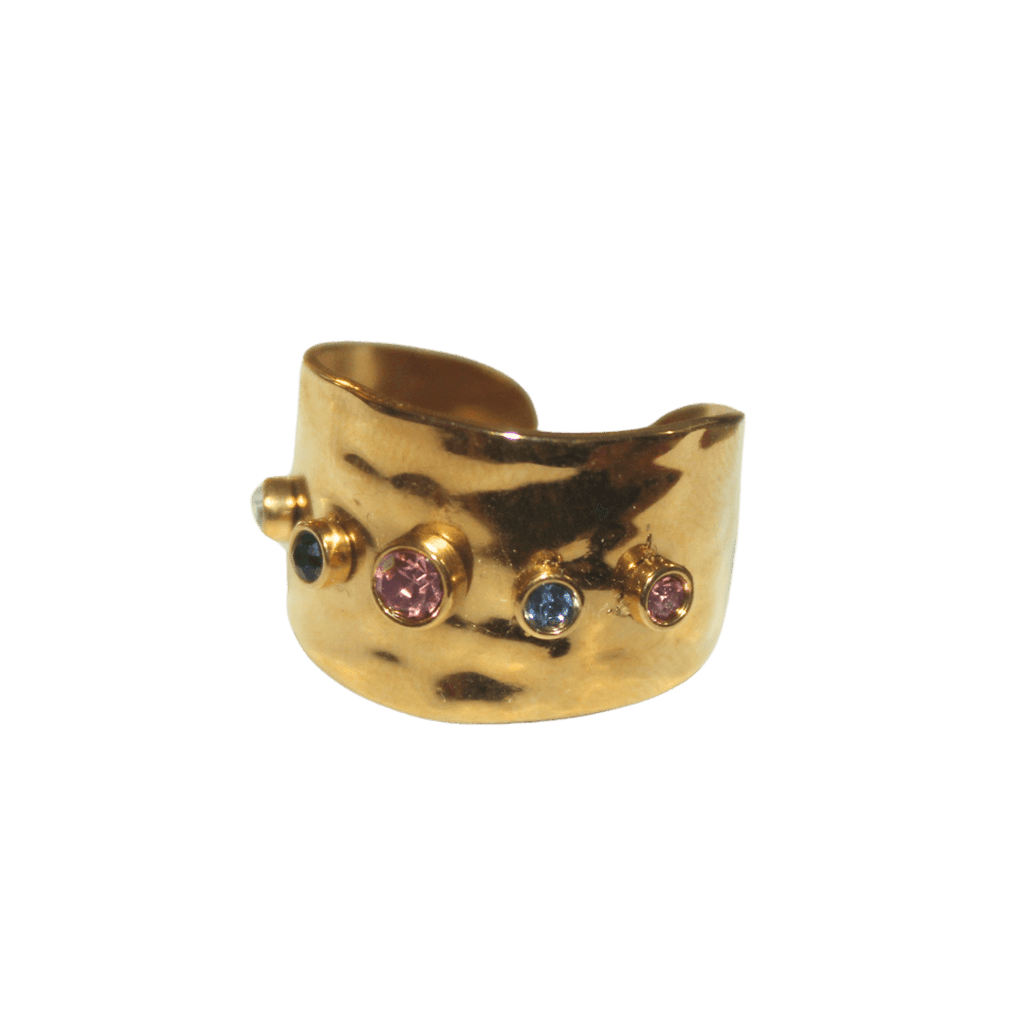 Thick Band Rainbow Gem Cuff Ring