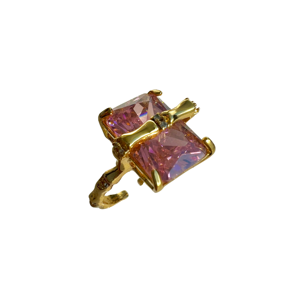 Large Gem Bamboo Style Ring