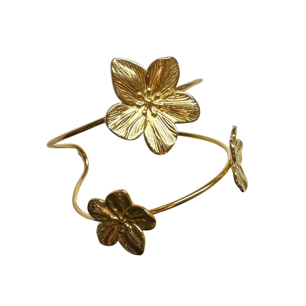 Open Floral Stainless Steel Bangle