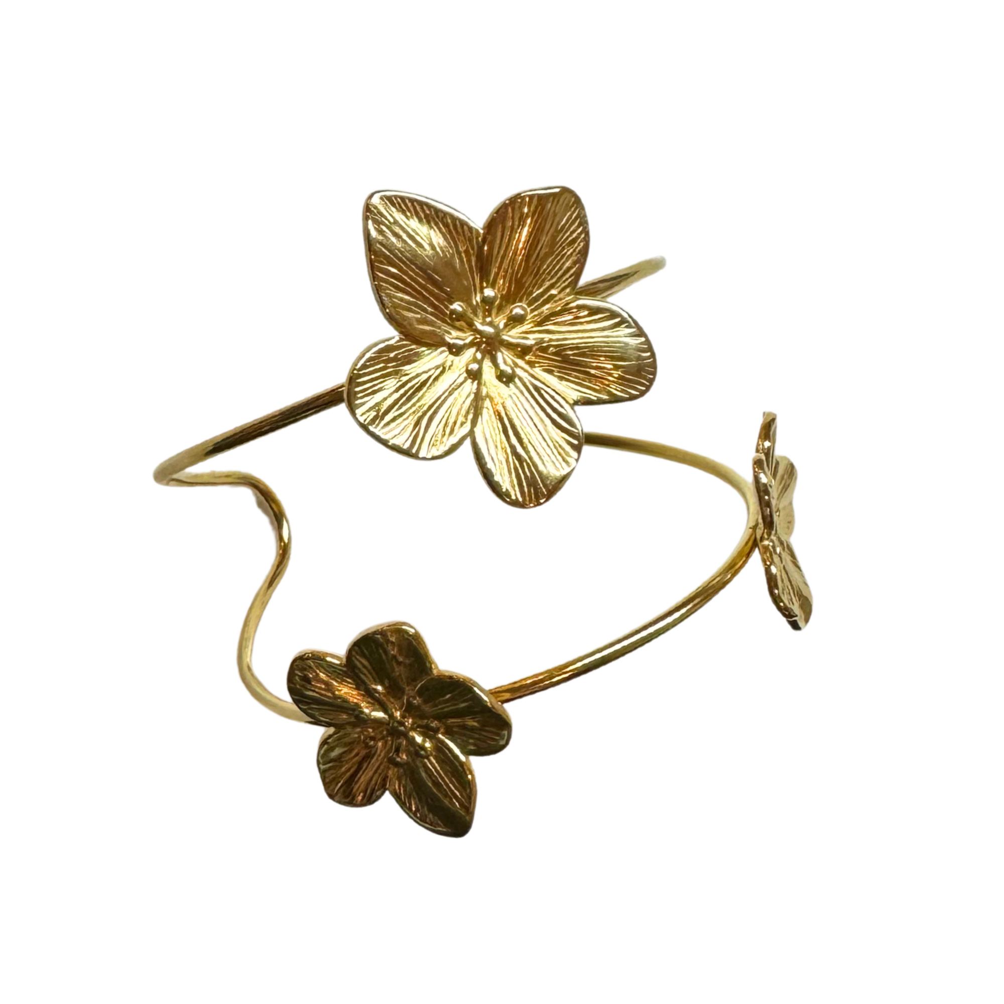 Open Floral Stainless Steel Bangle