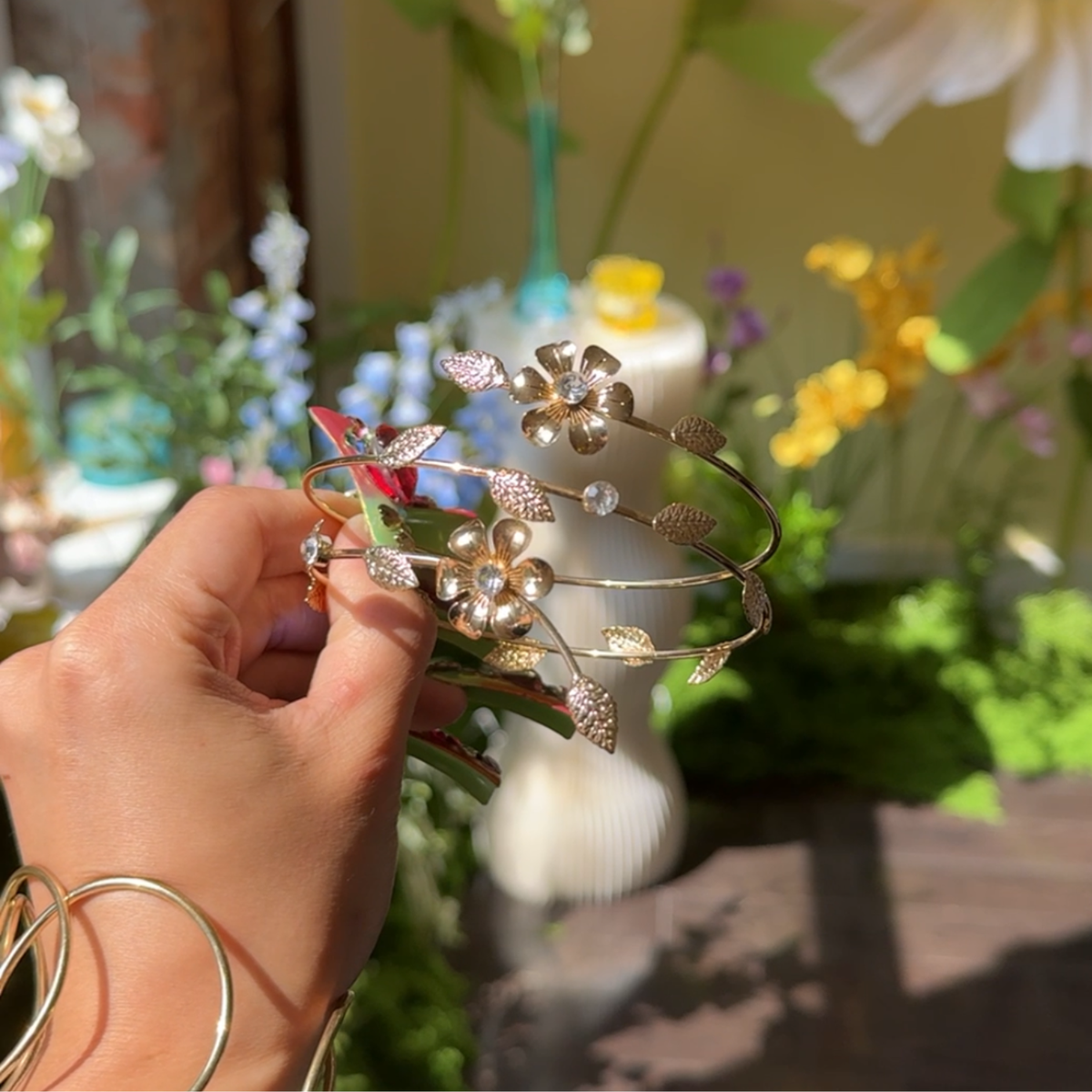 Double Wrap Flower Arm Cuff