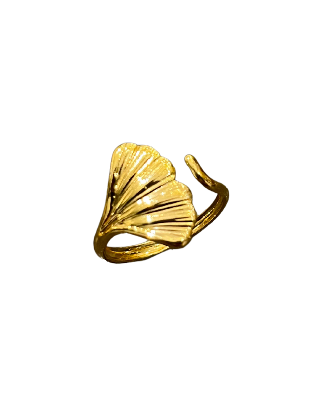 Open Front Ginkgo Leaf Ring