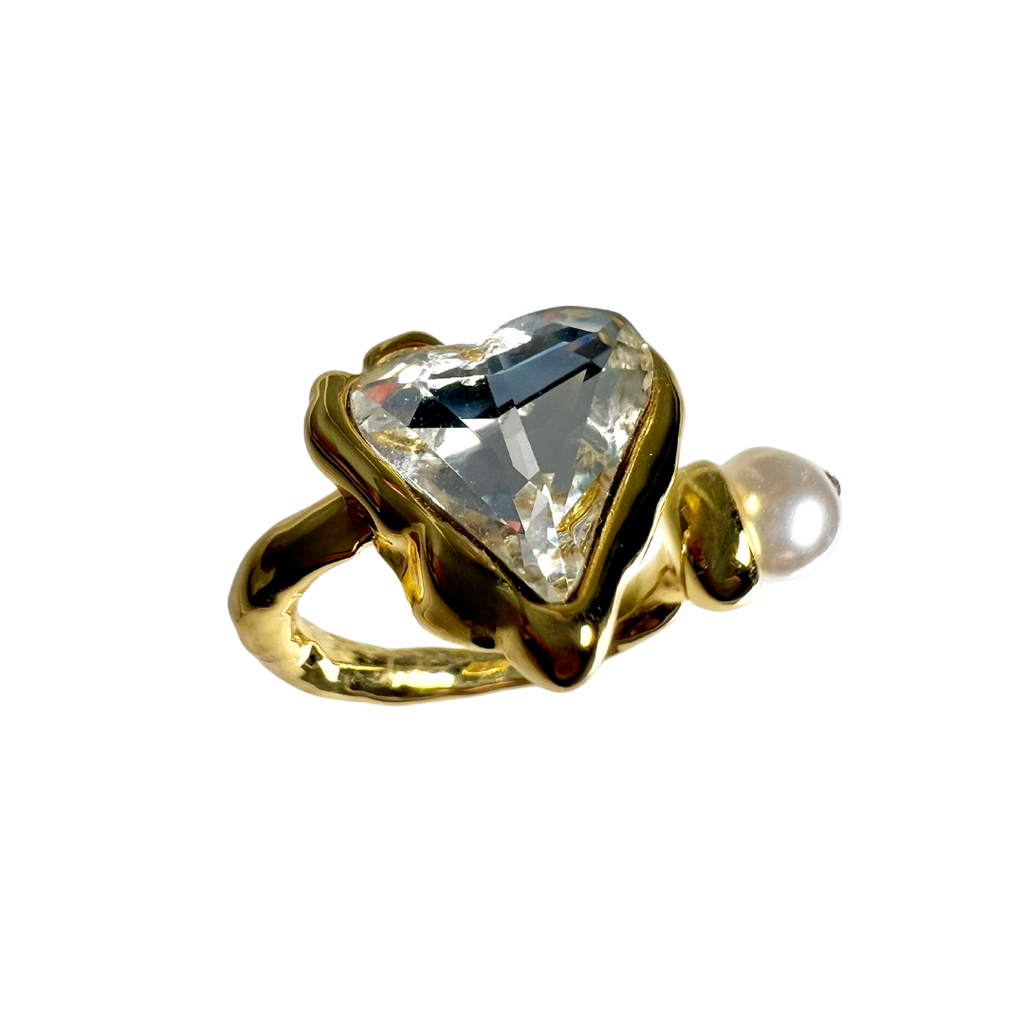Heart Gold Statement Ring