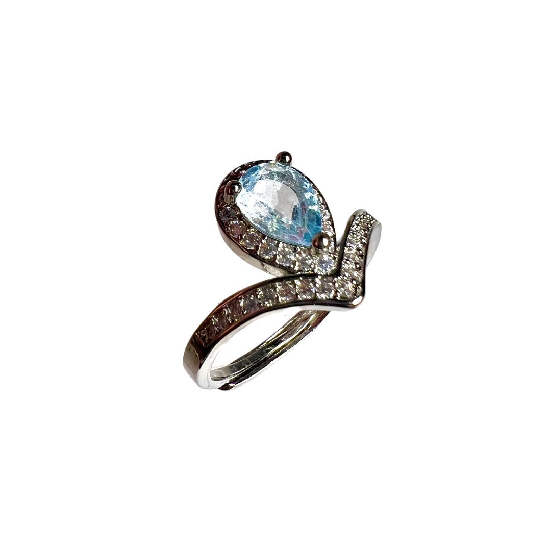 Teardrop Crown Silver Ring - Stackable