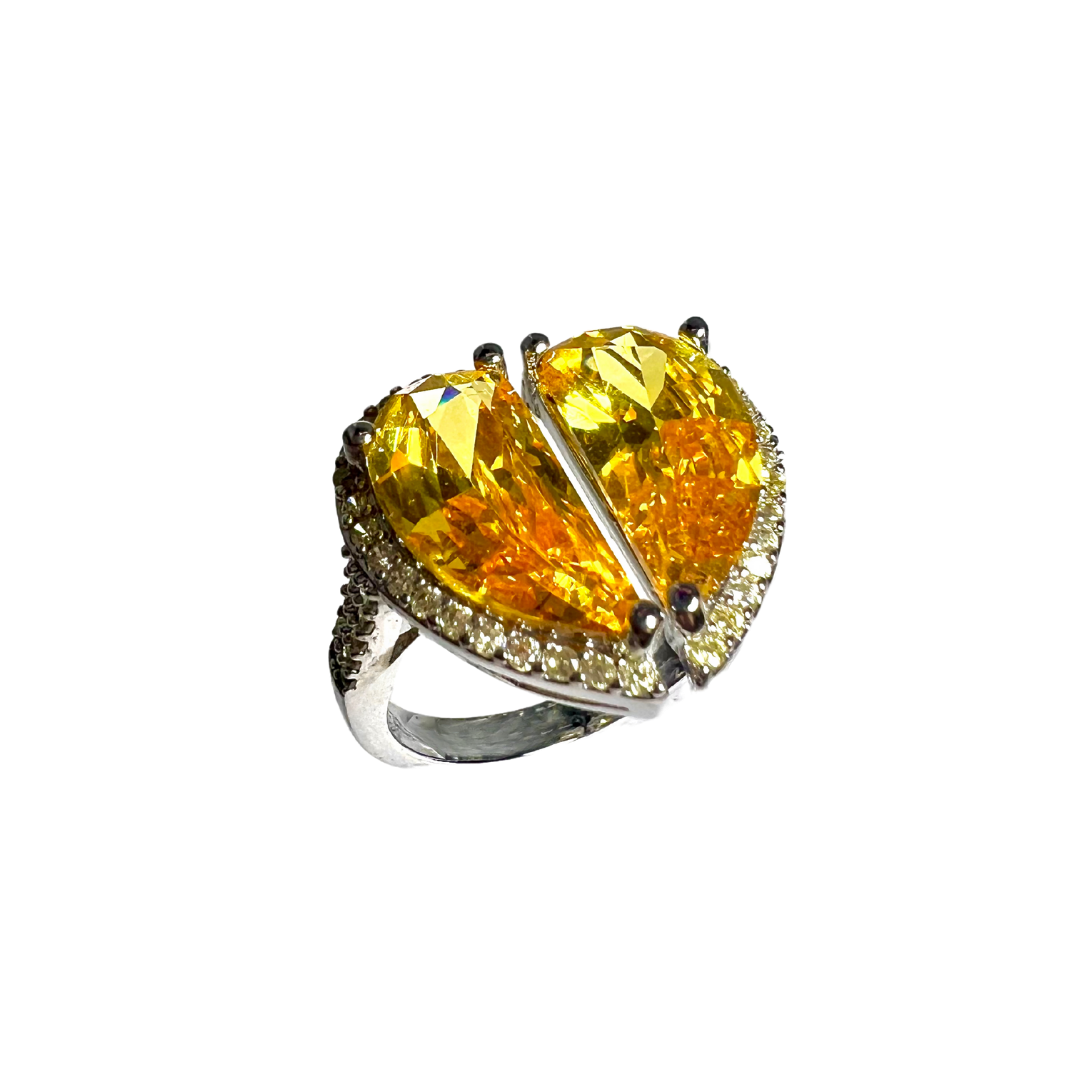 Large Heart Gem Statement Ring