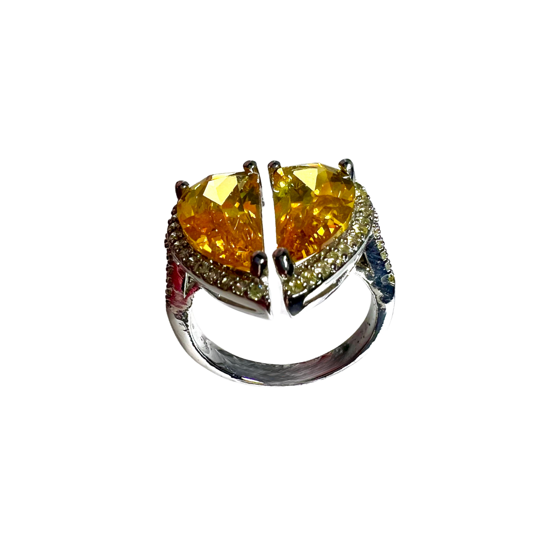 Large Heart Gem Statement Ring