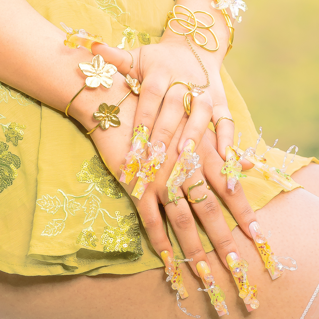 Open Floral Stainless Steel Bangle