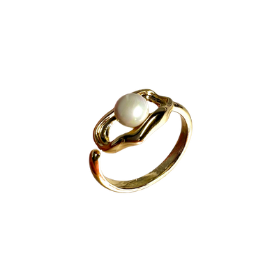 Pearl In A Heart Ring