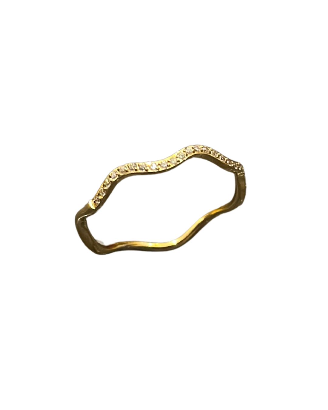 Rhinestone Thin Wavy Minimalist Ring