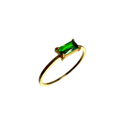 Retangular Gem Gold Band Ring