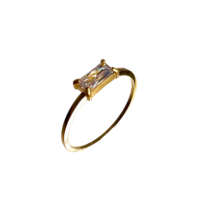 Retangular Gem Gold Band Ring