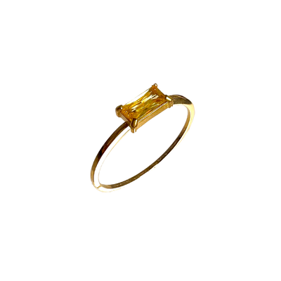 Retangular Gem Gold Band Ring