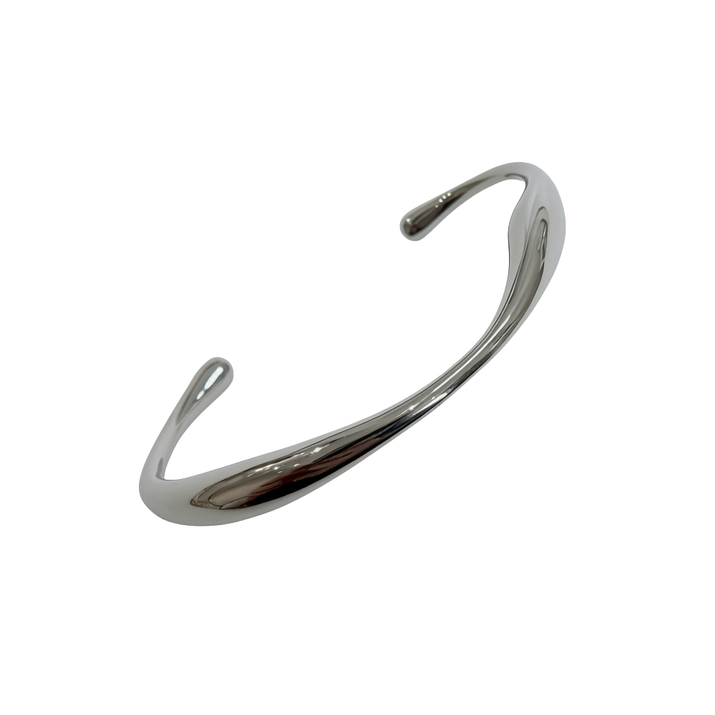 Organic Curved Thin Stainless Steel Bangle
