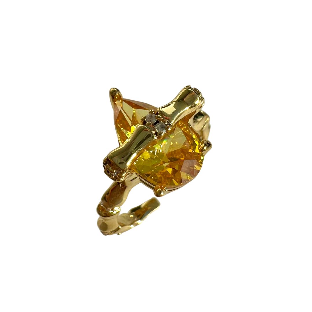 Large Gem Bamboo Style Ring