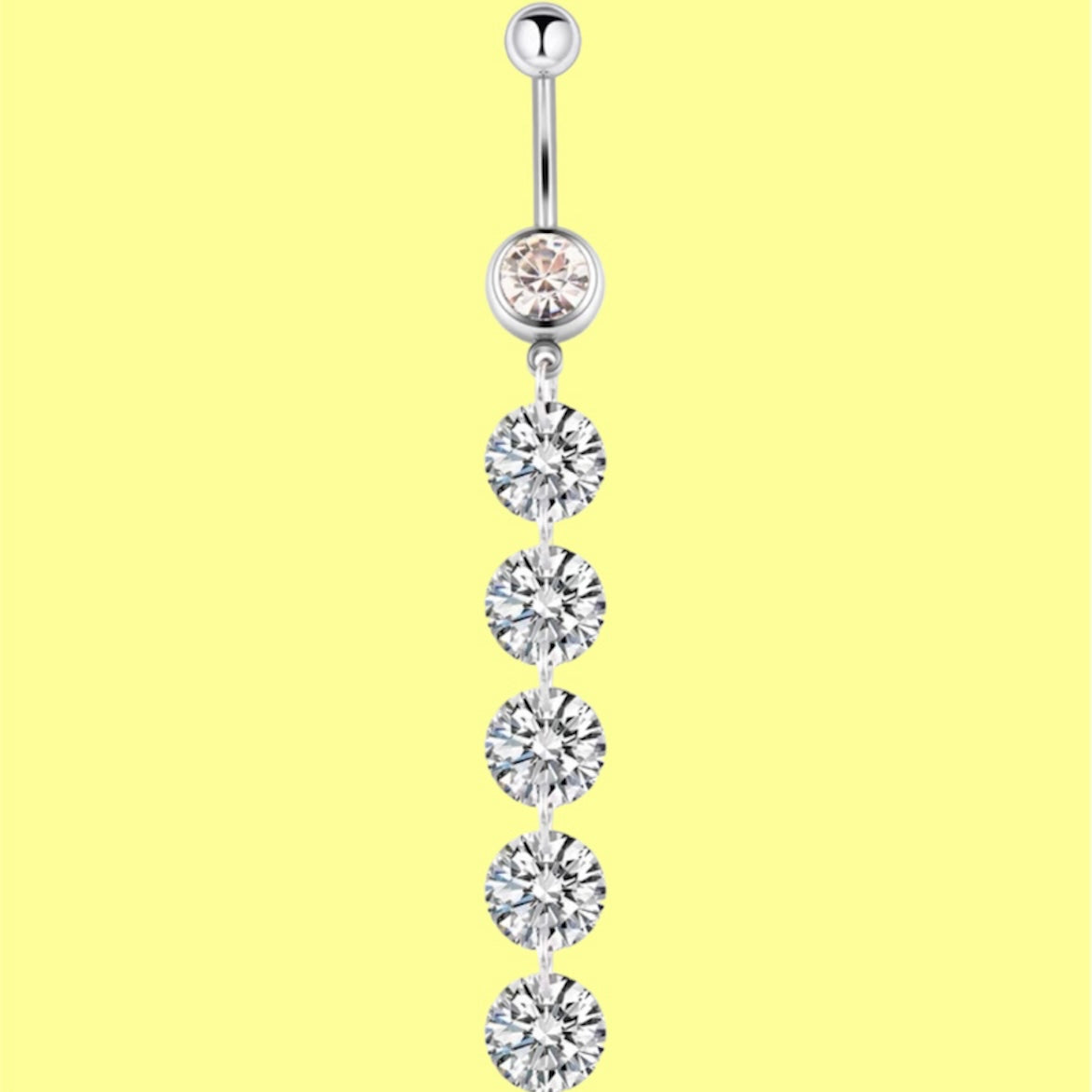 dangling clear gem belly button ring