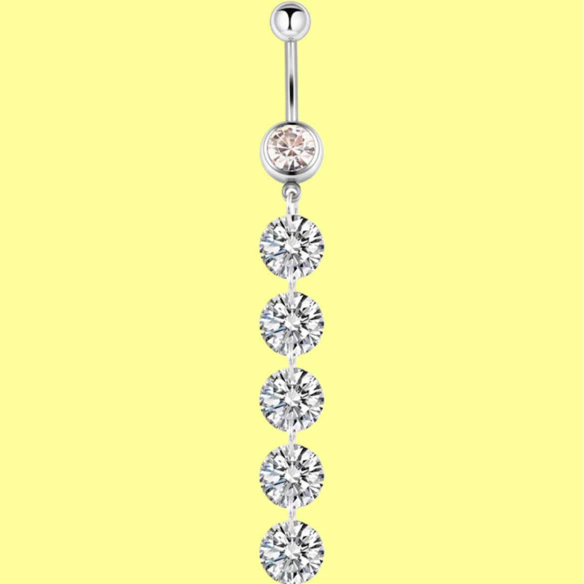 dangling clear gem belly button ring