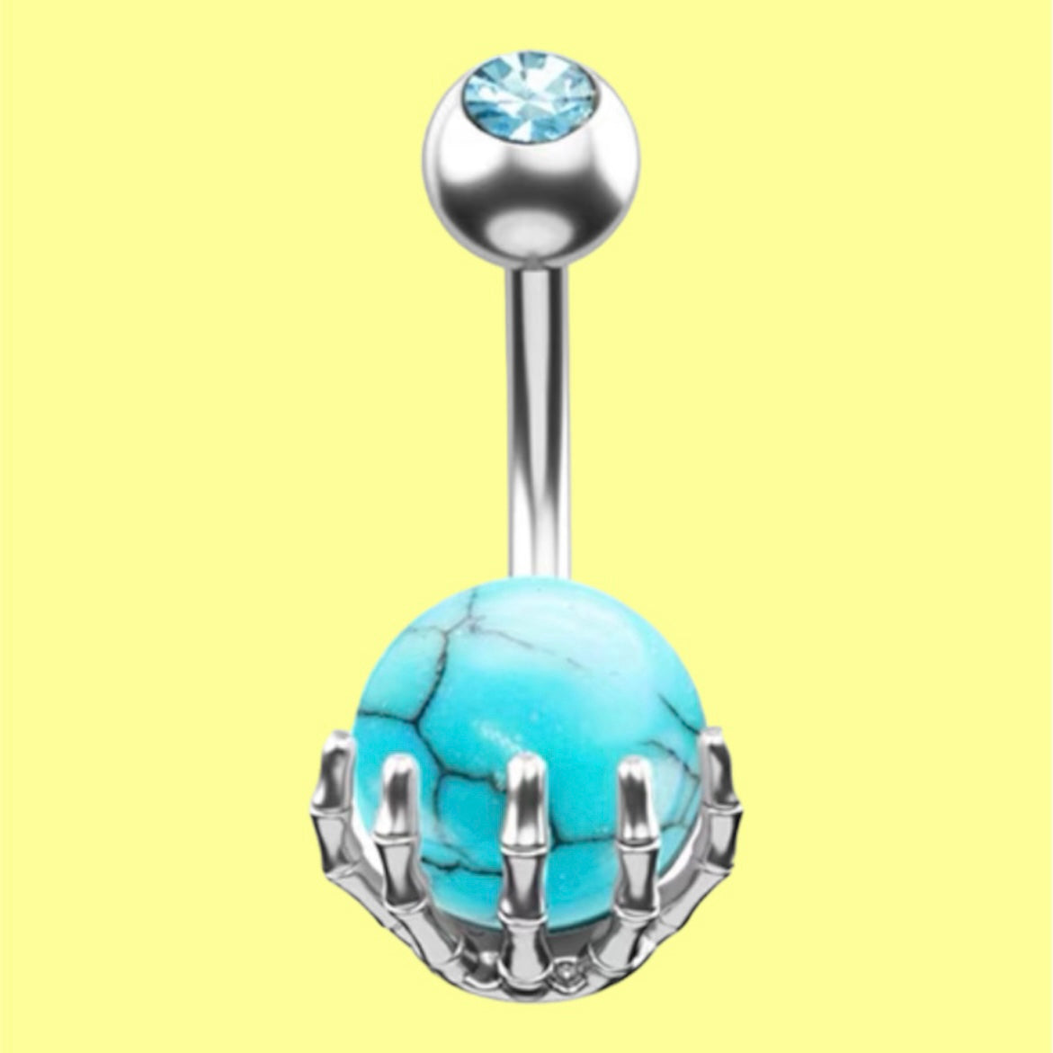 non dangle blue gemstone belly button ring