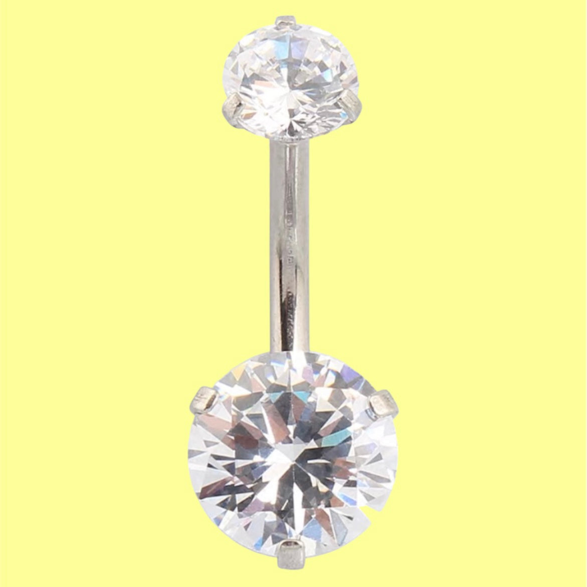 non dangle clear double gem belly button ring