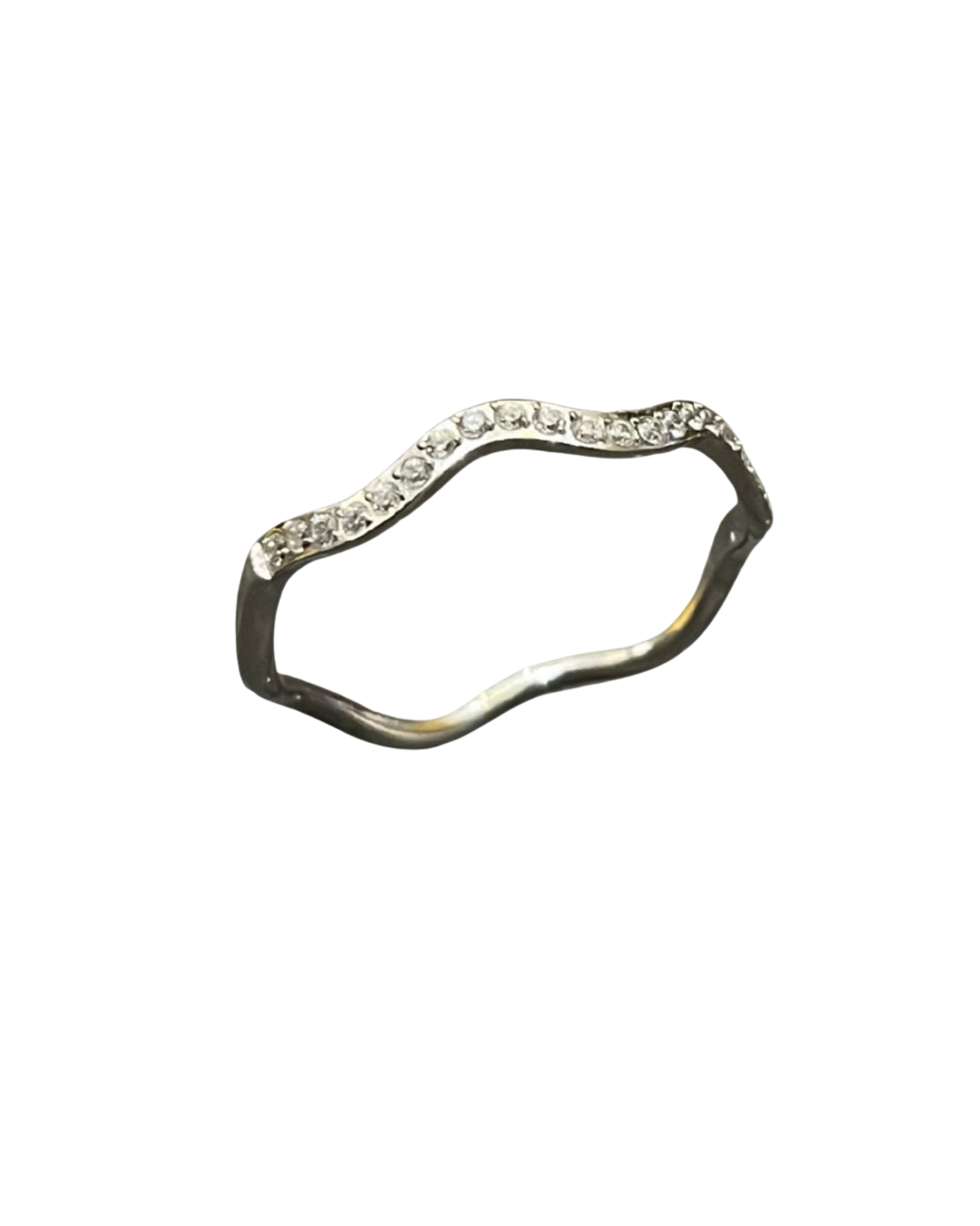 Rhinestone Thin Wavy Minimalist Ring