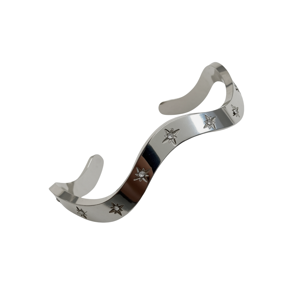 Wavy Sparkle Thin Stainless Steel Bangle