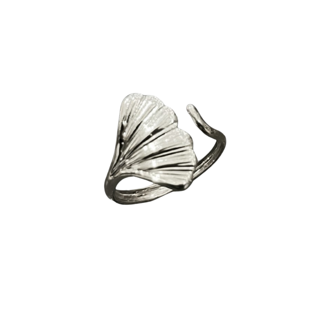 Open Front Ginkgo Leaf Ring