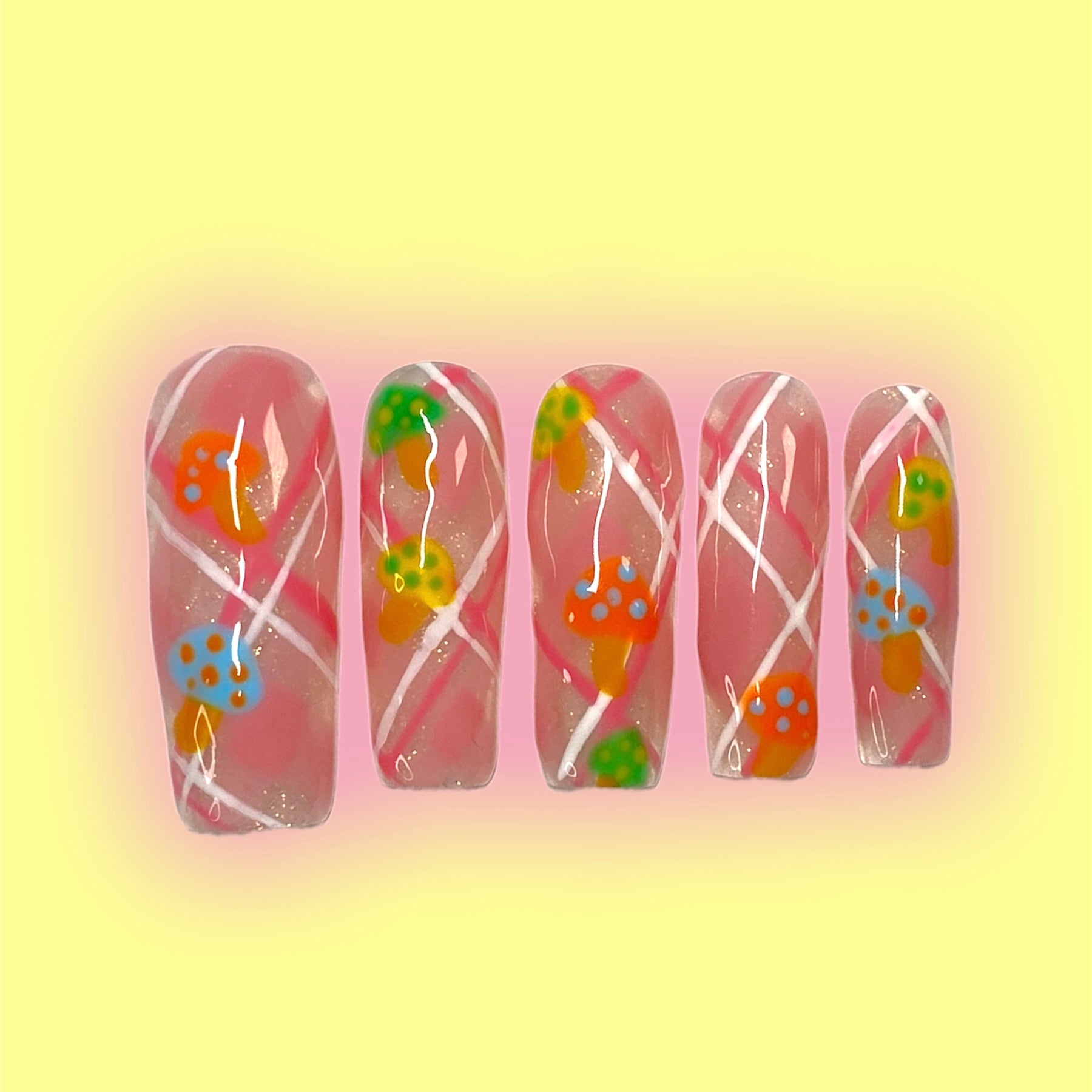 Mushroom Press on Nails choose Your Shape Made to Order 